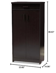 Bienna Modern and Contemporary Wenge Brown Finished Shoe Cabinet