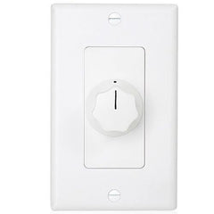 A simple white wall switch with one button, typically used for lighting control.