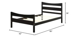 Fast Furnishings Twin Espresso Pine Wood Farmhouse Bed