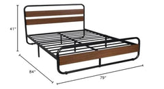 Fast Furnishings King Industrial Metal Wood Bed Frame