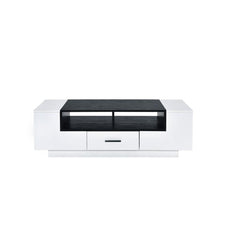Armour 1-Drawer Wooden Coffee Table with Compartments in White and Black