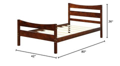 Fast Furnishings Twin Walnut Pine Wood Farmhouse Bed