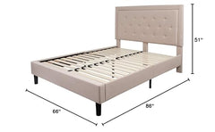 Fast Furnishings Queen Beige Tufted Upholstered Bed