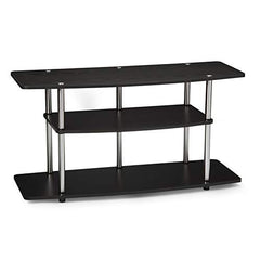 3-Tier Flat Screen TV Stand Black Wood/Stainless