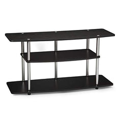 3-Tier Flat Screen TV Stand Black Wood/Stainless