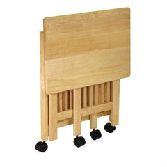 FastFurnishings 3-Shelf Folding Wood Printer Cart w/ Casters