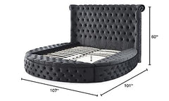 Elizabeth Upholstered Round Storage King Bed in Black