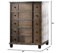 Baudouin 5 Drawer Chest in Weathered Oak