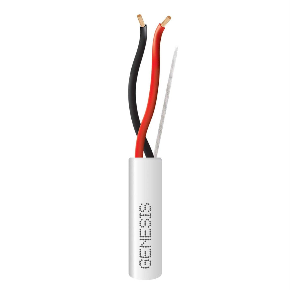A white and black wire alongside red and black wires, arranged in a tangled formation on a neutral background.