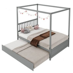Fast Furnishings Gray Full Canopy Bed w/ Twin Trundle