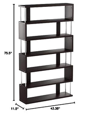 Barnes 6-Shelf Modern Bookcase, Dark Brown