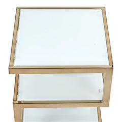 Alyea End Table with 2 Glass Shelves in Gold and Champagne