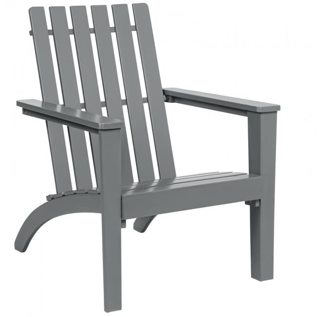 A gray wooden chair with arms and legs, showcasing a simple and elegant design.