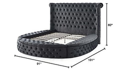 Elizabeth Upholstered Round Storage Queen Bed in Black