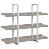 Contemporary Open Bookcase with 3 Shelves in Gray