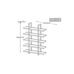 K103 Contemporary Open Bookcase with 5 Shelves in Espresso
