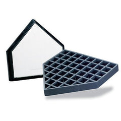 A black and white square tray, showcasing a minimalist aesthetic and geometric form.