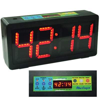Digital clock with vivid red digits, prominently displaying the time in a sleek design.