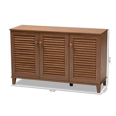 Coolidge Modern and Contemporary Walnut Finished 8-Shelf Wood Shoe Storage Cabinet