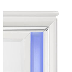 Tarian Rectangular Wooden Frame Mirror with LED in Pearl White