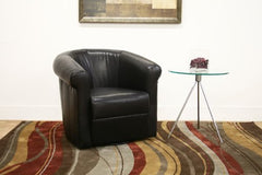 Julian Black Faux Leather Club Chair with 360 Degree Swivel