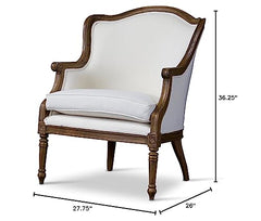 Charlemagne Traditional French Accent Chair, White