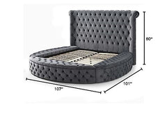 Elizabeth Upholstered Round Storage King Bed in Gray