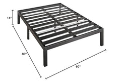 Queen Metal Platform Bed Frame w/ 3.86 Inch Wide Slats