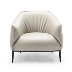 Light Grey Benbow Leisure Chair in Dark Faux Leather with Sanded Black Coated Steel Legs