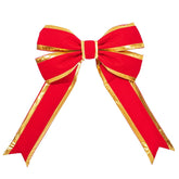 12 x 15 Inches Red Canvas Gold Trim Outdoor Christmas Bow with UV Treated Material and Wire to Hang.