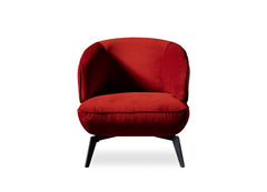 , Red Mersin Accent Chair, Velvet Fabric, Matte Black Powder-Coated Metal Legs