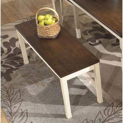 Fast Furnishings Kitchen Seating Wooden Bench White Brown