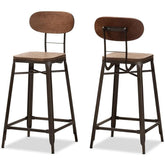 Baxton Studio Varek Vintage Rustic Industrial Style Bamboo and Rust-Finished Steel Stackable Counter Stool Set
