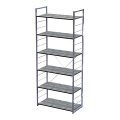 Modern ?Freestanding Bookcases in Wood and Steel with Durable Non-Scratch Shelves, Levelling Feet, for Office, Library, Study Room, Living Room, 15.75 x 33 x 79 in., Brown
