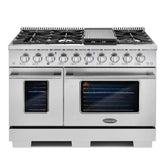 COS-GRP486G 48 in. 5.5 cu. ft. Double Oven Gas Range with 8 Italian Burners and Heavy Duty Cast Iron Grates in Stainless Steel