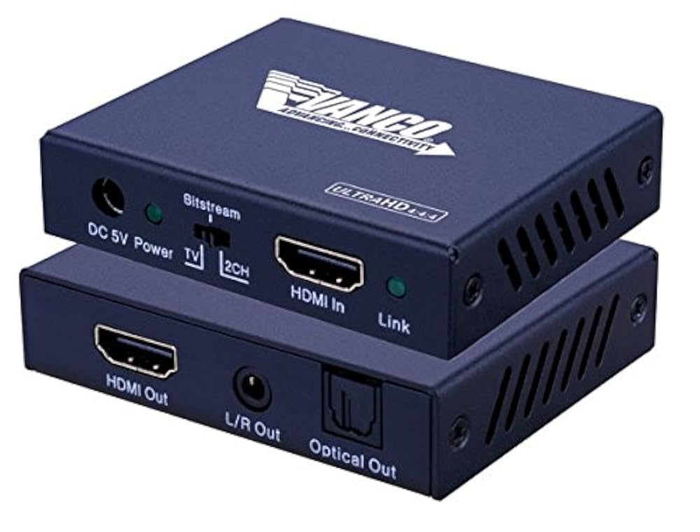 Two identical HDMI to HDMI converters linked by a single cable, illustrating their function and connection.