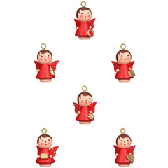 Angel Ornament Red Assorted Set of 6