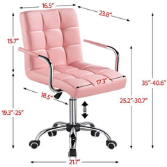 Modern Pink Faux Leather Mid-Back Swivel Office Chair of Fast Furnishings