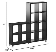 Sunna Modern Cube Shelving Unit, Dark Brown