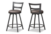 Baxton Studio Arjean Rustic and Industrial Grey Fabric Upholstered Counter Stool Set