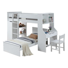 Ragna Wooden Frame Loft Bed in White