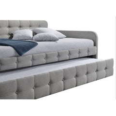 Fast Furnishings Gray Tufted Linen Twin Daybed w/ Trundle