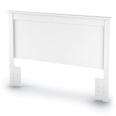 A white headboard with two sturdy metal brackets attached for enhanced durability.