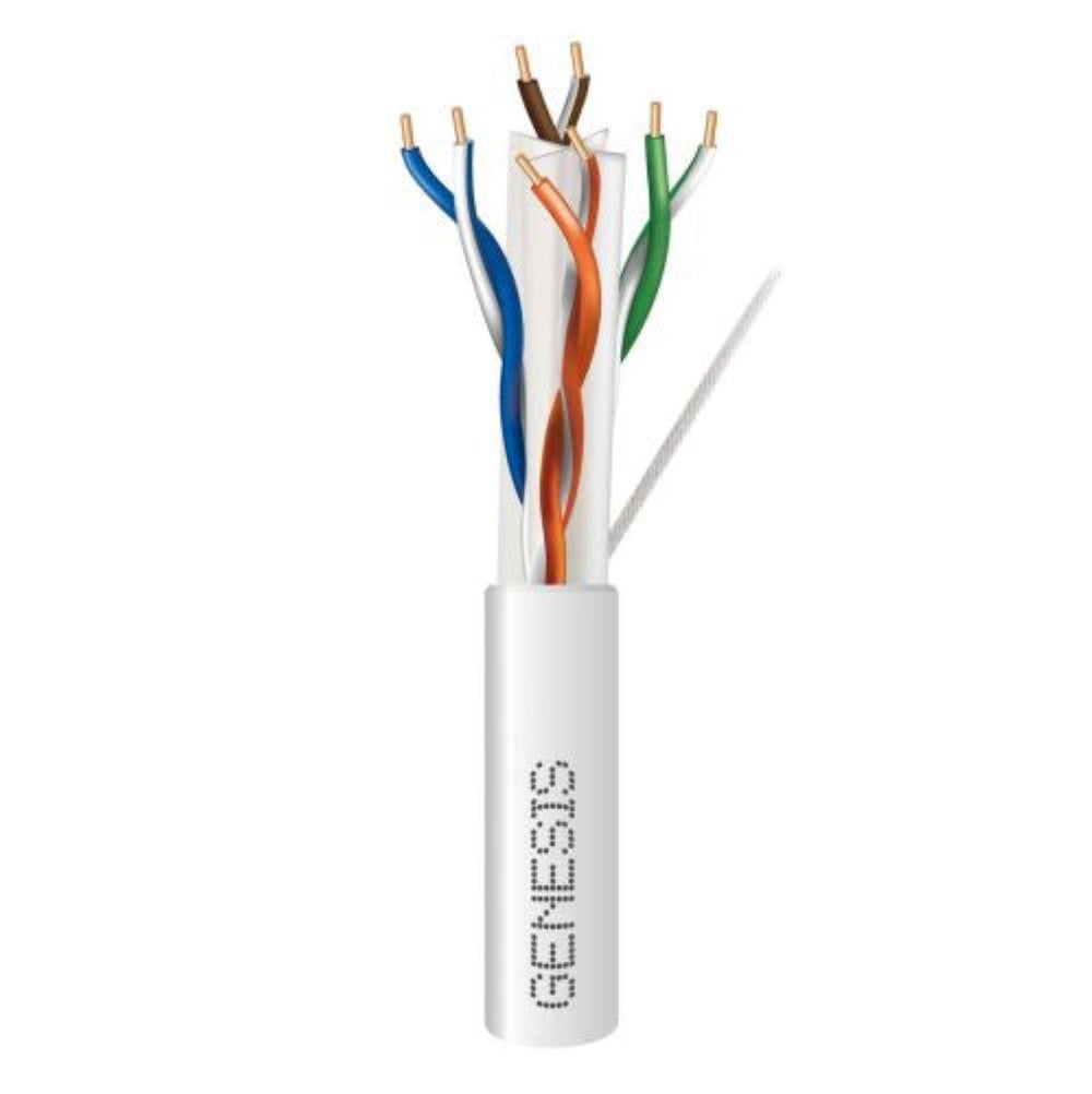 A white cable displaying three wires in different colors: red, blue, and green, highlighting their separation.