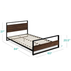 Fast Furnishings Modern FarmHome Queen Metal Wood Bed