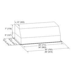 INX2636SQB-700-3 Built-in, Insert, Range, Hood, 3-Speed, 630 CFM, LED Lights, Baffle Filters, 36 Inch, Stainless Steel
