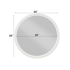 Carena Wooden Frame Round Mirror in White