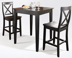 Crosley Furniture 3-Piece Bar Table with 2 X Back Counter Height Stools, Black
