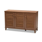 Coolidge Modern and Contemporary Walnut Finished 8-Shelf Wood Shoe Storage Cabinet
