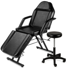 Black Adjustable Massage Bed Salon Chair w/ Stool